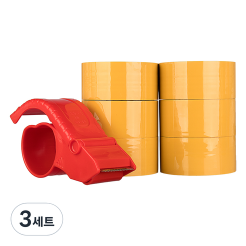 대박테이프 황색 박스테이프 50m 6p + 커터기 1p, 3세트