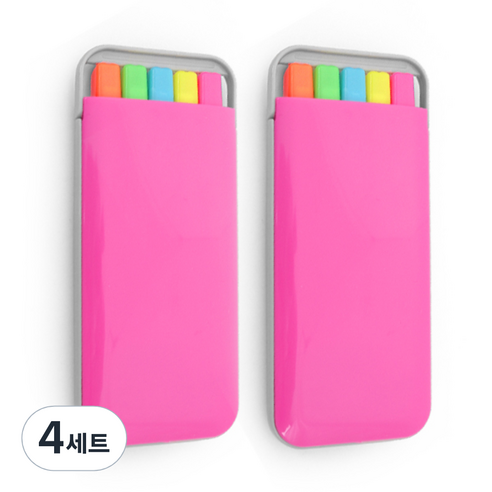 투영디자인 포켓 형광펜 5종 세트, 핑크, 4세트