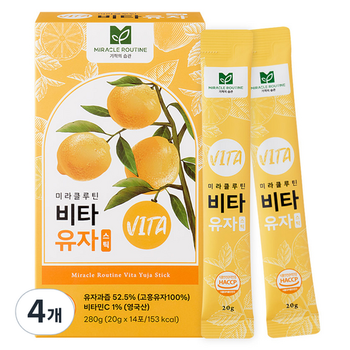 미라클루틴 비타 유자 스틱, 20ml, 14개입, 4개