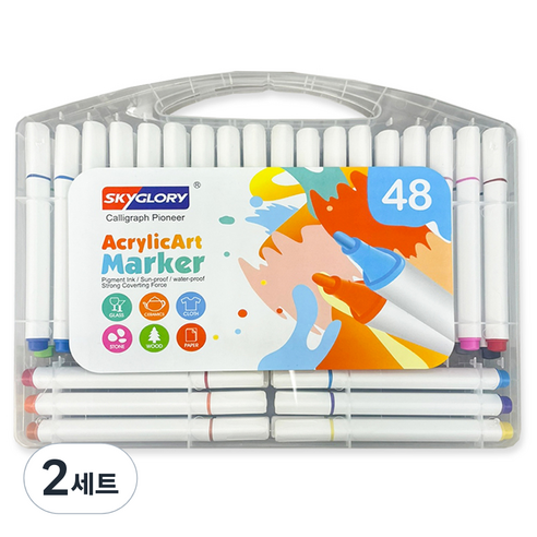 동아피엠에스 삼각 아크릴 아트마카 세트, 48색, 2세트