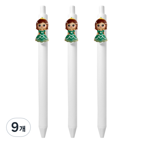 큐티파츠 젤펜 프린세스 0.5mm, 그린, 9개
