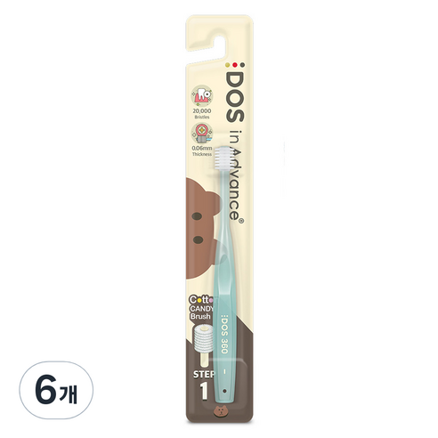 DOS 인어드밴스 360 1단계 아기칫솔, 랜덤발송, 1개입, 6개