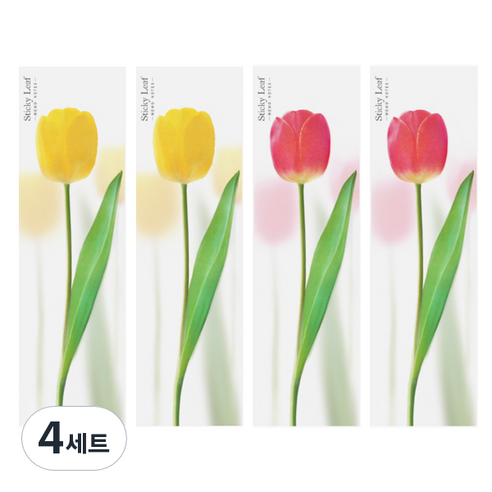 어프리 스티키리프 튤립 스탠딩 점착메모지 2종 세트, 옐로우, 핑크, 4세트
