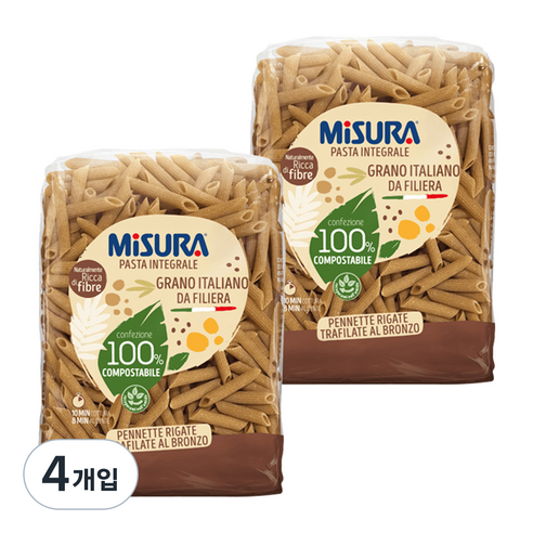 미주라 통밀펜네떼, 500g, 4개입