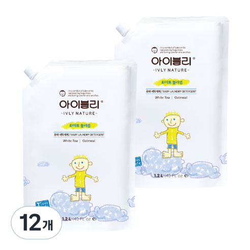 아이블리네이처 유아 세제 화이트 블러썸향 1.2L, 12개