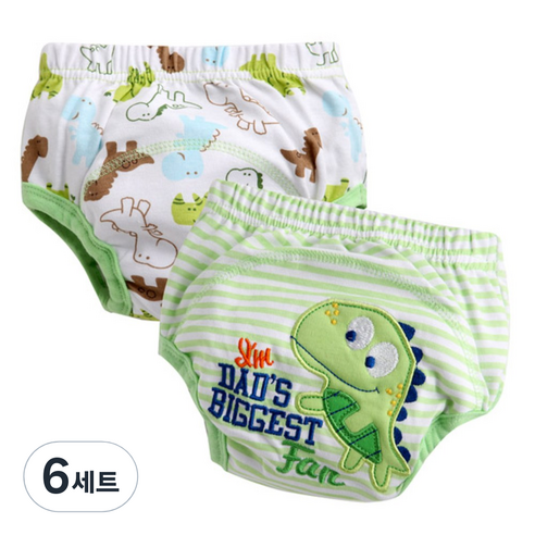 조이멀티 배변훈련팬티 2입, 공룡G (그린), 6세트