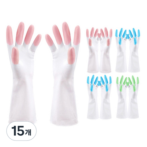 블럭마트 주방 고무장갑 랜덤 발송, 랜덤발송, 소(S), 15개