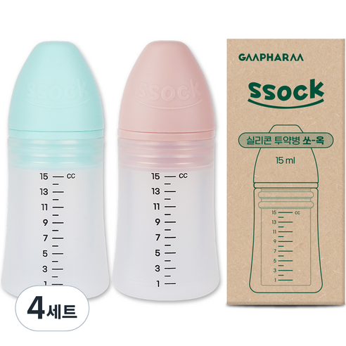 지엠팜 쏘옥 실리콘 투약병 민트 핑크 2종세트 15ml, 4세트