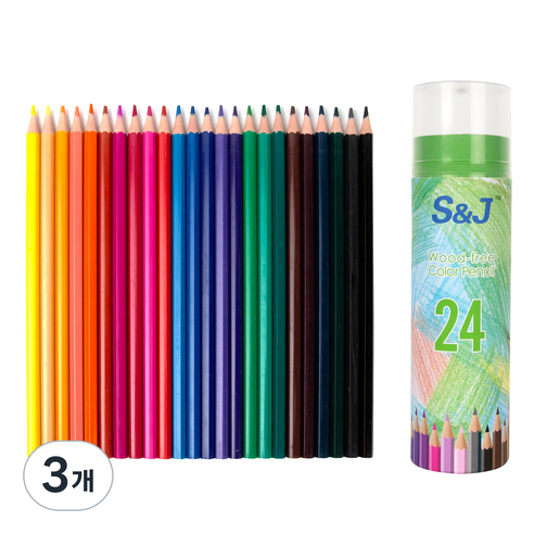 온비유 프리미엄 드로잉 색연필 17.5cm, 24색, 3개