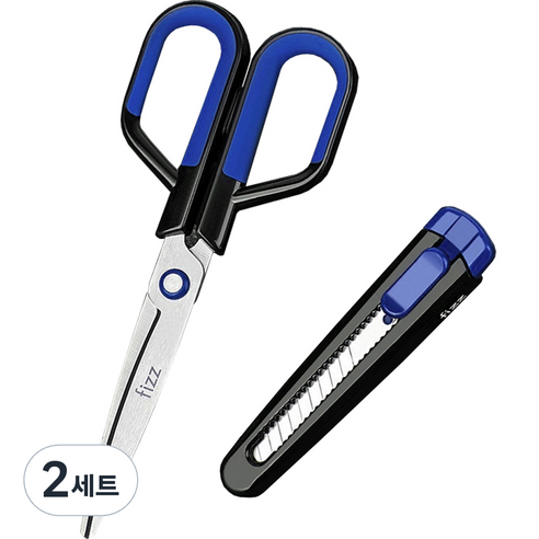 투코비 다기능 분리형 가위 + 커터칼 세트, 블루, 2세트