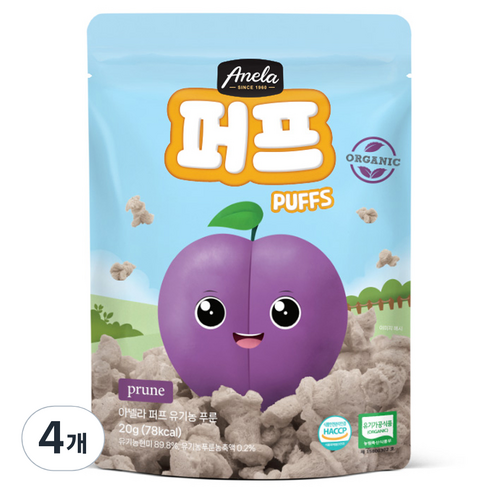 아넬라 유기농 푸룬 퍼프, 푸룬맛, 20g, 4개