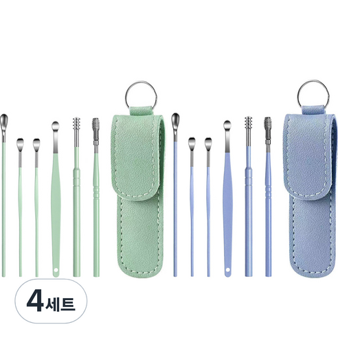 모나코올리브 손맛중독 귀이개 6종 파우치 세트 민트 + 블루, 4세트