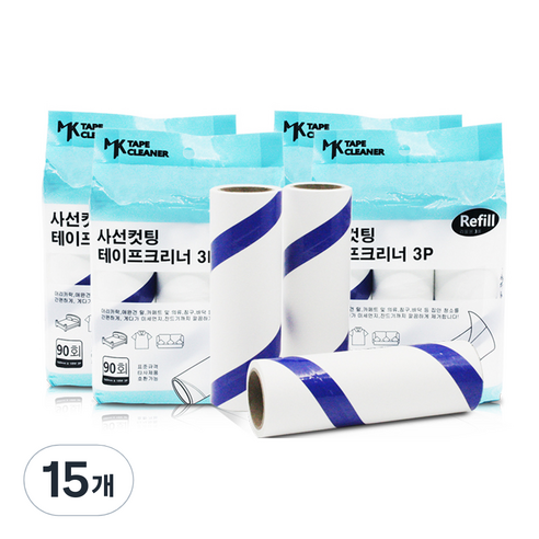 명강산업 사선컷팅 테이프 크리너 리필 3p, 15개