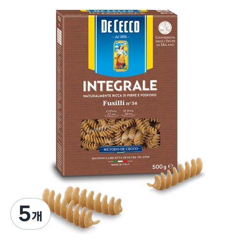 데체코 통밀 푸질리 스파게티면, 500g, 5개
