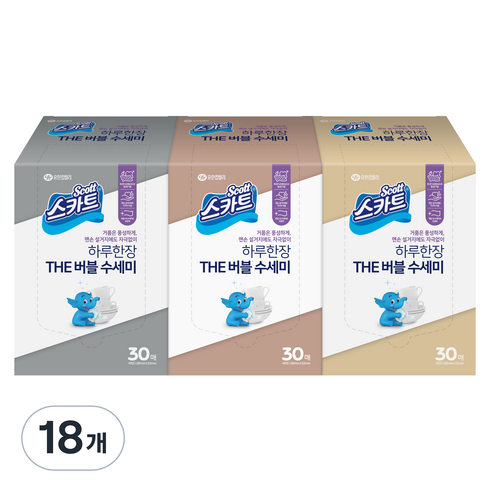 스카트 THE 버블 수세미 접힌형 30p, 혼합색상, 18개