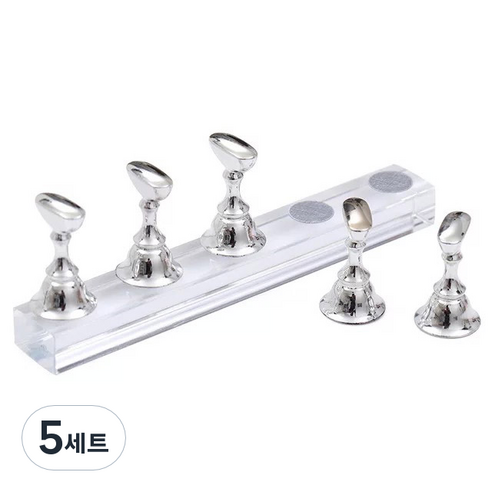 자석형 네일 팁 5p + 스탠드세트, 실버, 5세트