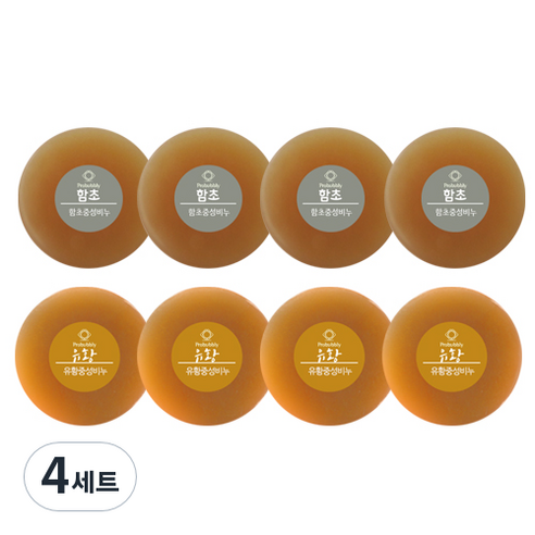 프로버블리 유황비누 110g x 4p + 함초비누 110g x 4p 세트, 4세트