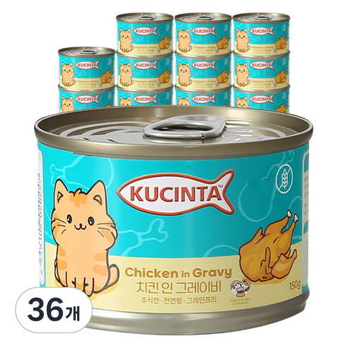 쿠친타 고양이 전연령용 주식캔 습식사료, 닭, 150g, 36개