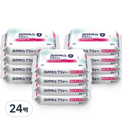 크리넥스 안심 물티슈, 20매, 24개