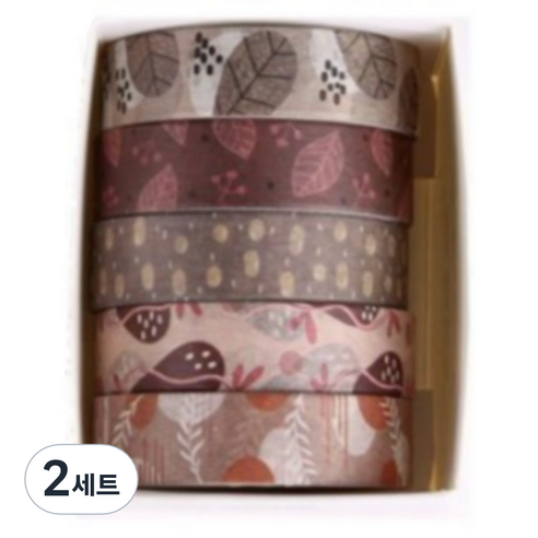 꼬까 자연 디자인 마스킹 테이프 5종 세트 12 레드 리브즈, 혼합색상, 2세트