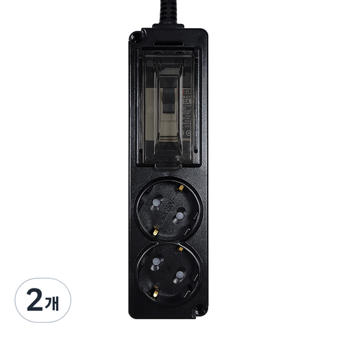 에코파워탭 고용량 배선차단용 2구 멀티탭, 3m, 블랙, 2개