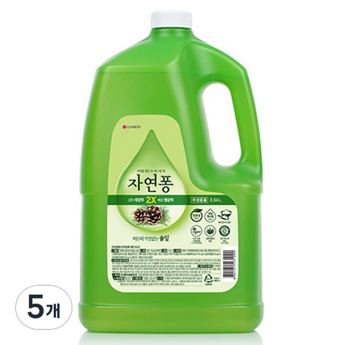 자연퐁 찌든때 걱정없는 주방세제 솔잎 용기형 리필, 3.04L, 5개