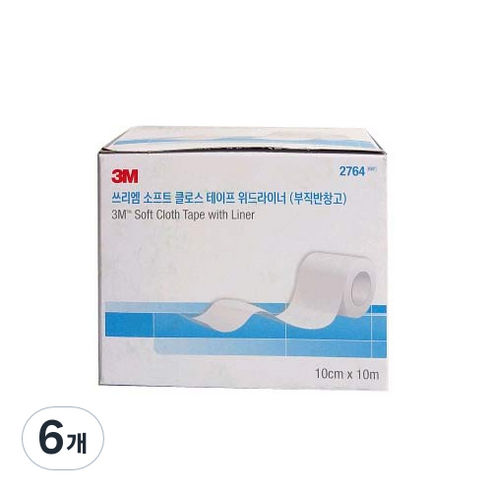 3M 소프트 클로스 테이프 위드 라이너 부직 반창고 2764, 1개입, 6개