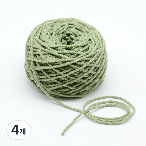 마크라메 색상 면사 3mm 100g, 세이지, 4개