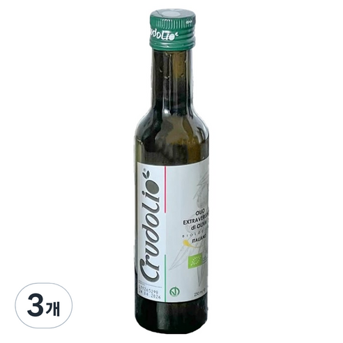 크루드올리오 유기농 엑스트라버진 올리브유, 3개, 250ml