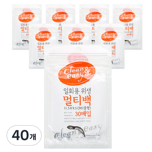 유하우스 일회용 위생 멀티백 중형, 중(M), 30개입, 40개