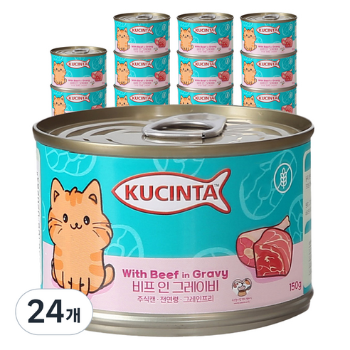 쿠친타 고양이 전연령용 주식캔 습식사료, 소, 150g, 24개