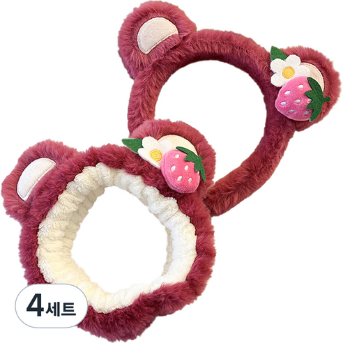 세안밴드 2종 세트, 4세트, 퍼플꽃