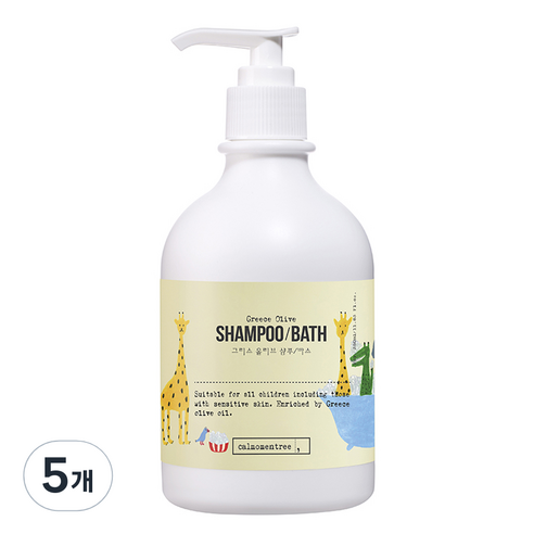 캄모멘트리 그리스 올리브 건조 보습 키즈 바스 올인원 클렌저, 350ml, 5개