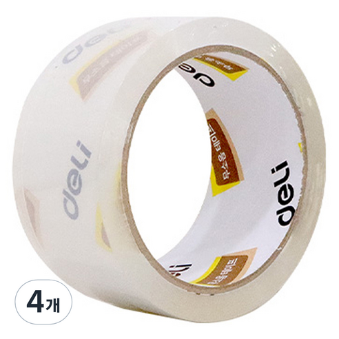 델리 무소음 박스테이프 리필 30042R 48mm x 40m, 투명, 4개