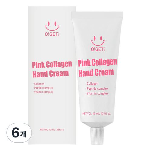 오겟 핑크 콜라겐 핸드크림 달달한 프루티 그린향 + 플로럴 머스크 향, 6개, 40ml
