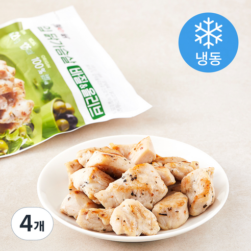 하림이닭 한입 닭가슴살 바질 & 올리브 (냉동), 100g, 4개