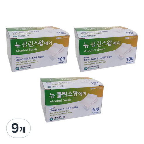 메디탑 뉴 클린스왑 에이 알콜솜, 100개입, 9개