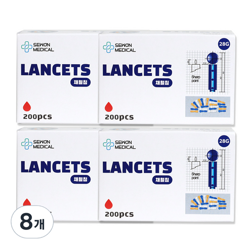 세원메디칼 비멸균 란셋 28G 십자형, 8개, 200개입