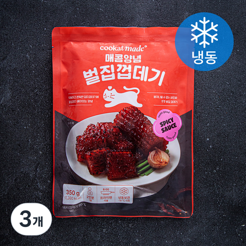 쿠캣 매콤양념 벌집 껍데기 (냉동), 350g, 3개