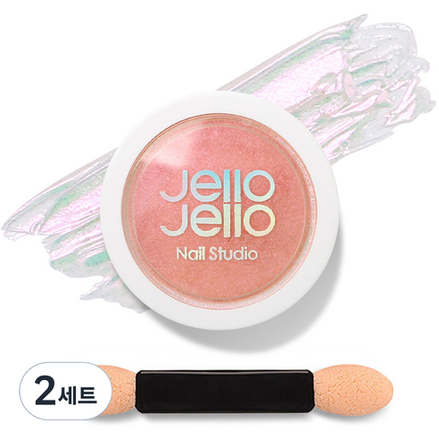 젤로젤로 젤네일 아트 엣지빔 미러 파우더 글리터 + 브러쉬 세트, 2세트, JP07 글로시핑크(글리터)