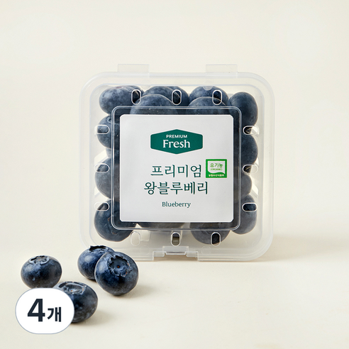 프리미엄 유기농 왕블루베리, 100g, 4개