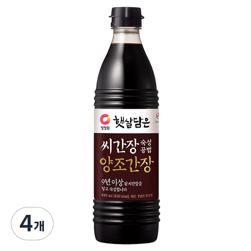 청정원 햇살담은 씨간장 양조간장, 840ml, 4개