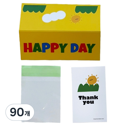 마커스스토어 알록달록 해피데이 헤더택 포장 중, 옐로우, 90개