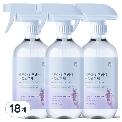 살림백서 깨끗한 리프레쉬 섬유탈취제 본품, 500ml, 18개
