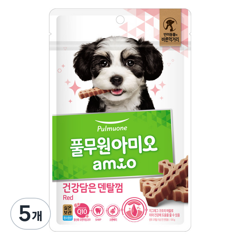 풀무원아미오 강아지 건강담은 덴탈껌 레드, 100g, 5개