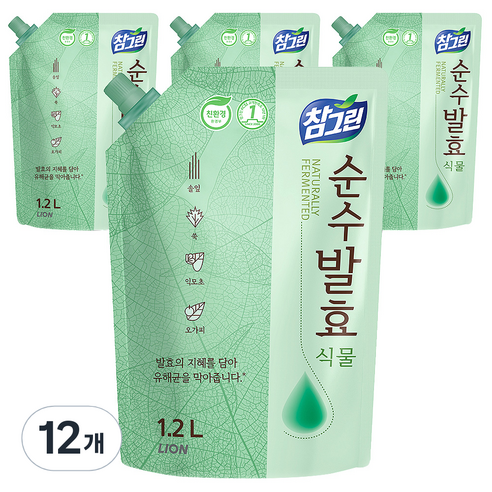 참그린 순수발효 식물 주방세제, 1.2L, 12개