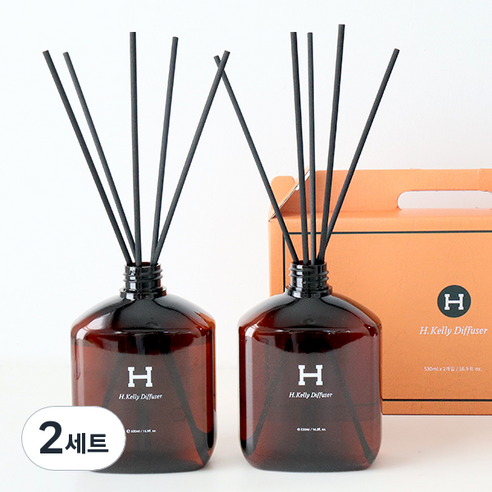 H 켈리 디퓨저 530ml x 2p + 리드스틱 10p 선물세트, 블랙체리, 2세트