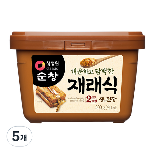 청정원순창 개운하고 담백한 재래식 생된장, 500g, 5개