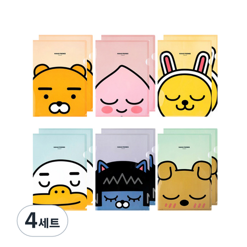 카카오프렌즈 L자 홀더 파일 6종 x 2p 세트, 혼합색상, 4세트