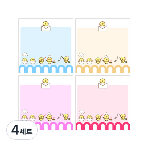 마켓노트 병아리 떡메모지 100p x 4종 세트, 4세트